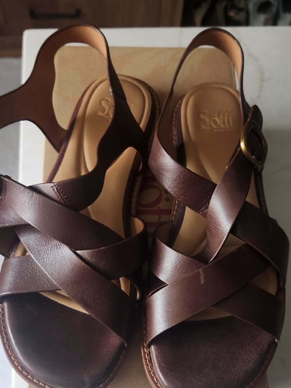 Sofft Nancy Leather Strappy Sandals Cocoa Brown - Size 10